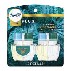 (6 pack) Febreze Plug In Air Freshener, Odor-Fighting Scented Oil Refill, Rainforest, 2 Refills