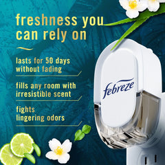 (6 pack) Febreze Plug In Air Freshener, Odor-Fighting Scented Oil Refill, Rainforest, 2 Refills