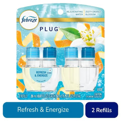 Febreze Plug In Air Freshener Odor-Fighting Scented Oil Refill Refresh & Energize 2 ct - 5 Pack
