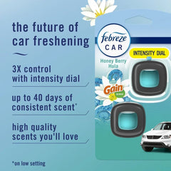Febreze Car Air Freshener Vent Clip Gain Honey Berry Hula Scent, .06 oz. Car Vent Clip, 2 Count