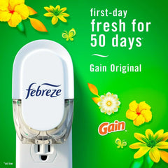 Febreze Plug In Air Freshener, Odor-Fighting Scented Oil Refill, Air Fresheners for Home and Bathroom and Kitchen, Long Lasting for Strong Odors, Gain Original Scent, 0.87oz Refills, 3 Count