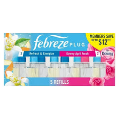 Febreze Plug Air Freshener – Refresh & Energize / Downy April Fresh (5 Refills, 4.35 fl oz)- With Paper Towel By OMA