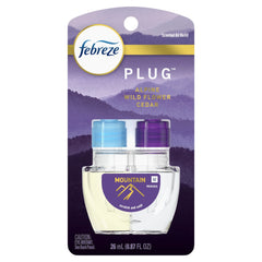 Febreze Odor-Eliminating Plug Air Freshener Refill, Alpine Wildflower Cedar Scent, 0.87 fl oz