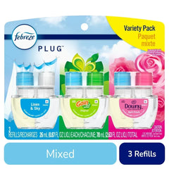 Febreze Plug In Air Freshener Odor-Fighting Scented Oil Refill Base Mix 3 ct - 5 Pack
