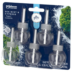 Glade PlugIns Scented Oils Air Freshener Refills, Sea Mist & Cypress, Fresh Collection, 0.67 fl oz Each, 5 Refills