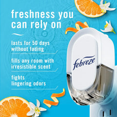 Febreze Plug In Air Freshener, Odor-Fighting Scented Oil Refill, Refresh & Energize, 2 Refill