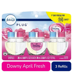 Febreze Plug In Air Freshener Odor-Fighting Scented Oil Refill Downy April Fresh Scent Refills 3 ct - 5 Pack