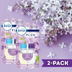 Febreze Plug Scented Oil Refill Southern Lilac Mornings, 0.87 fl oz, 2-Pack
