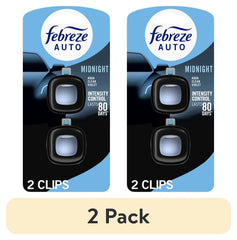 Febreze AUTO Car Air Freshener, Odor-Fighting Car Vent Clip, Midnight, 2 Count