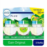 2X - Febreze Gain Original Scent Odor Fighting Fade Defy PLUG Air Freshener Oil Refills 3 pk / 0.87 fl oz