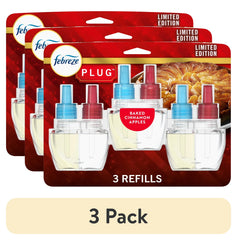 Febreze Plug In Air Freshener, Odor-Fighting Scented Oil Refill, Baked Cinnamon Apples, 3 Count