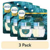 (3 pack) Febreze Plug In Air Freshener, Odor-Fighting Scented Oil Refill, Rainforest, 2 Refills