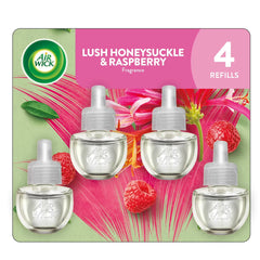 Air Wick Plug-in Scented Oil Refills, Honeysuckle and Raspberry, 4 Count