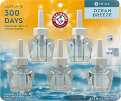 Arm & Hammer Plug-In Scented Oil Air Freshener Refill, Ocean Breeze, 3.55 fl oz, 5-Pack