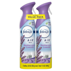 Febreze Air Freshener Spray, Odor-Fighting Room Spray, Mediterranean Lavender, 8.8oz, 2 Count
