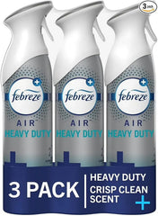 Febreze Air Freshener Spray, Heavy Duty Crisp Clean Scent, Odor Eliminator For Strong Odors, 8.8 Oz (Pack Of 3)