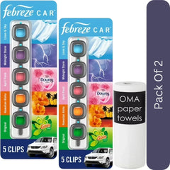 Febreze Car Air Freshener Vent Clips – Mixed Scent (5 ct.)-2pk, With Paper Towel By OMA