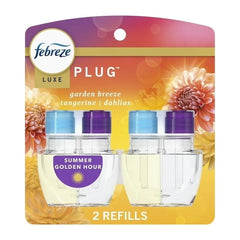 Febreze Plug In Air Freshener, Odor-Fighting Scented Oil Refill, Summer Golden Hour, (2 Pack of 2 Refills)