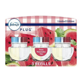 Febreze Plug In Air Freshener, Odor-Fighting Scented Oil Refill, Sweet Watermelon Vine, 3 Refills