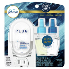 Febreze Plug In Air Freshener, Odor-Fighting Scented Oil Starter Kit, Ocean Scent, Warmer + 1 Refill