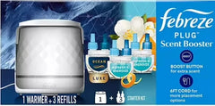 Febreze PLUG Scent Booster Kit, CALM Lavender + Vanilla Bean and April Fresh, 1 Device + 3 Refills