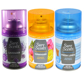 Sure Scents Lavender Hawaiian Mist Fresh Linen Automatic Spray Refill Air Freshener Eliminate Odors Long Lasting Home Fragrance, 4.5oz Each Bottle - Set of 3