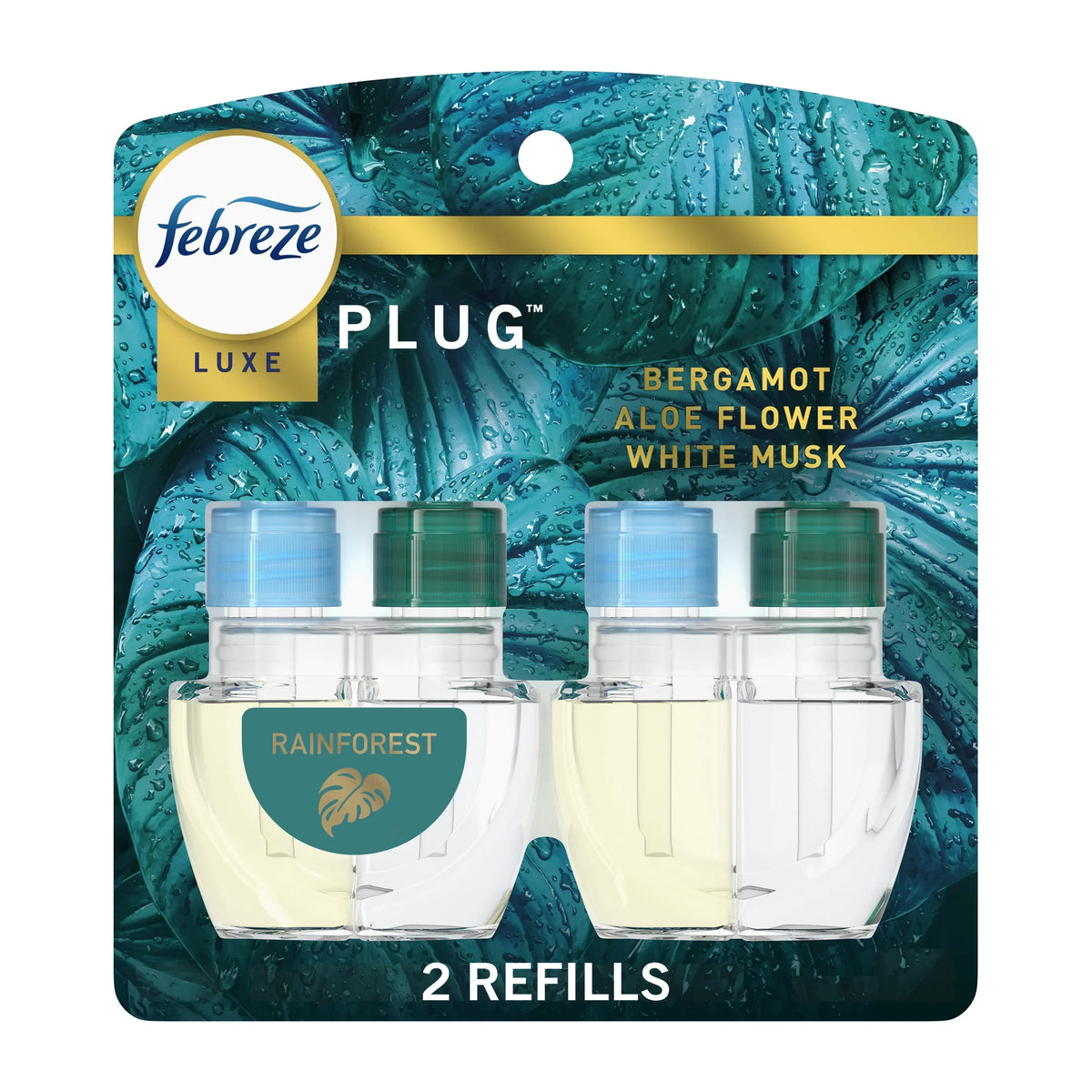 (6 pack) Febreze Plug In Air Freshener, Odor-Fighting Scented Oil Refill, Rainforest, 2 Refills