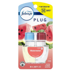 ( 2 Pack ) Febreze Plug In Air Freshener, Odor-Fighting Scented Oil Refill, Watermelon, 1 Refill