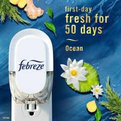 Febreze Odor-Fighting Fade Defy Plug Air Freshener, Mountain, Ocean, 87 Fl. Oz. Oil Refills, 4 Refills (2 Of Each)