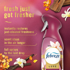 Febreze Air Mist Luxe Air Freshener Spray, Vanilla Suede, 8.1oz, 2 Count