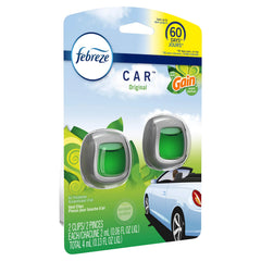 Febreze Car Air Fresheners, Gain Original Scent, Odor Fighter For Strong Odors Car Vent Clips (2 Count) Packaging May Vary