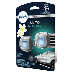 Febreze Car Odor Eliminating Air Freshener Vent Clip, Bora Bora Waters Scent, 2 Count