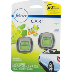 Febreze Car Odor-Eliminating Air Freshener, Gain Original, 2 Ct