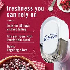 2X - Febreze Odor-Fighting Fade Defy PLUG Air Freshener Cranberry Tart Oil Refill