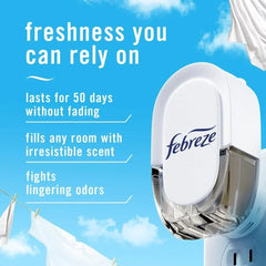 Febreze Plug In Air Freshener, Odor-Fighting Scented Oil Refill, Air Fresheners For Home And Bathroom And Kitchen, Long Lasting For Strong Odors, Linen & Sky Scent, 0.87Oz Refills, 3 Count (Pack
