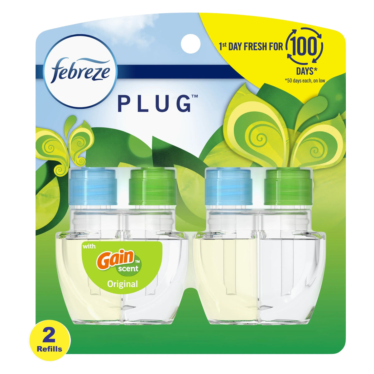 (6 pack) Febreze Plug In Air Freshener, Odor-Fighting Scented Oil Refill, Gain Scent, 2 Refills