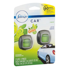 Febreze Car Odor-Eliminating Air Freshener, Gain Original, 2 Ct