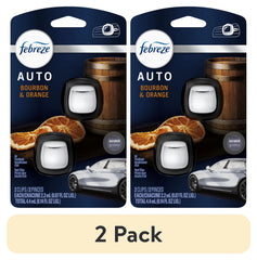 Febreze AUTO Car Air Freshener, Odor-Fighting Car Vent Clip, Bourbon & Orange, 2 Count