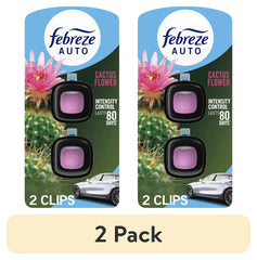 Febreze AUTO Car Air Freshener, Odor-Fighting Car Vent Clip, Cactus Flower, 2 Count