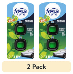 Febreze AUTO Car Air Freshener, Odor-Fighting Car Vent Clip, Gain Original, 2 Count