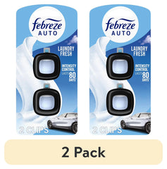Febreze AUTO Car Air Freshener, Odor-Fighting Car Vent Clip, Laundry Fresh, 2 Count