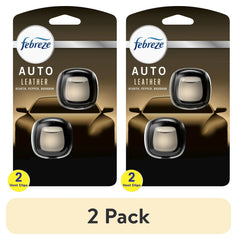 Febreze AUTO Car Air Freshener, Odor-Fighting Car Vent Clip, Leather, 2 Count