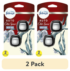 Febreze AUTO Car Air Freshener, Odor-Fighting Car Vent Clip, Old Spice Deep Sea, 2 Count