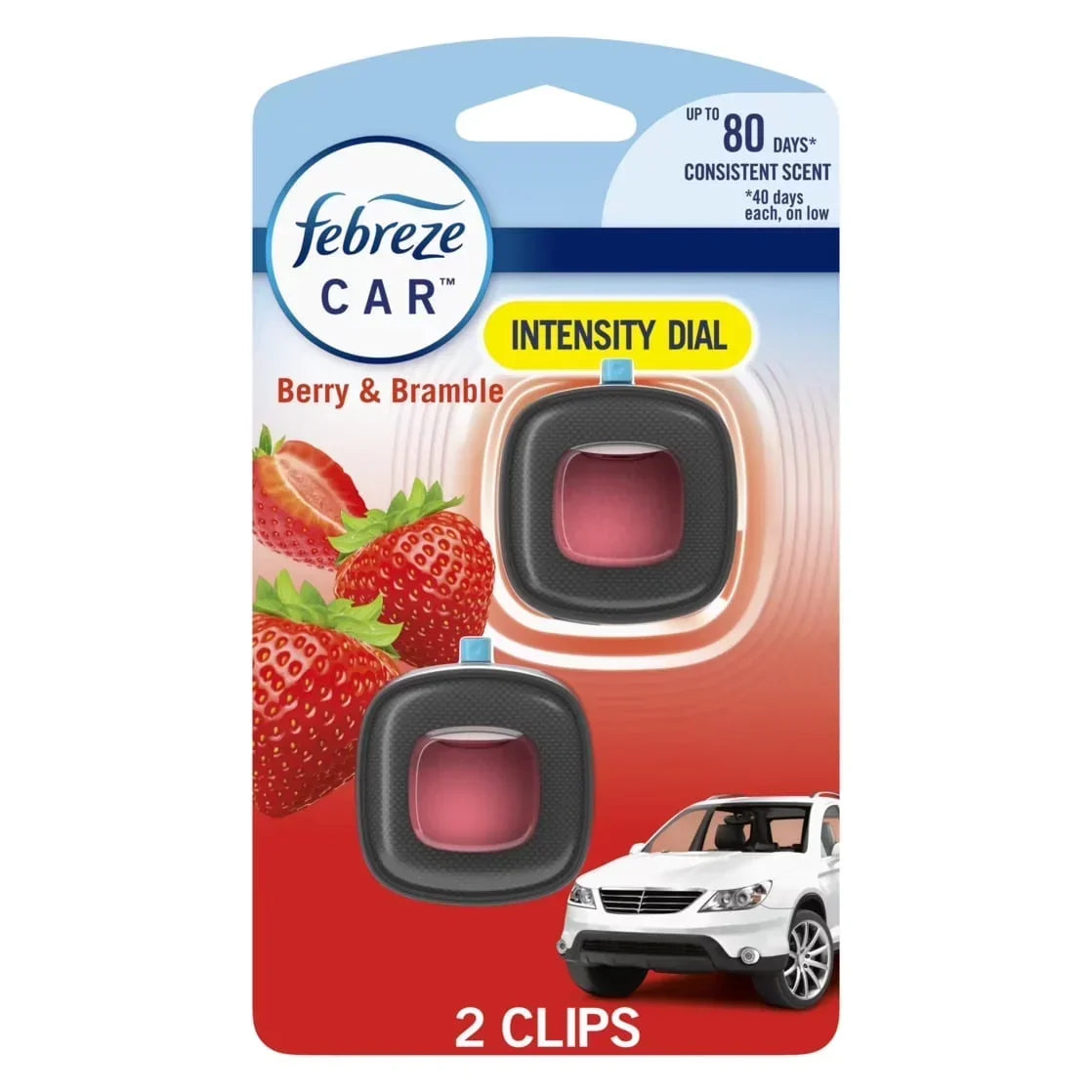 (  3 Pack ) Febreze Car Air Freshener Vent Clip Berry & Bramble Scent, .06 oz. Car Vent Clip, 2 Count
