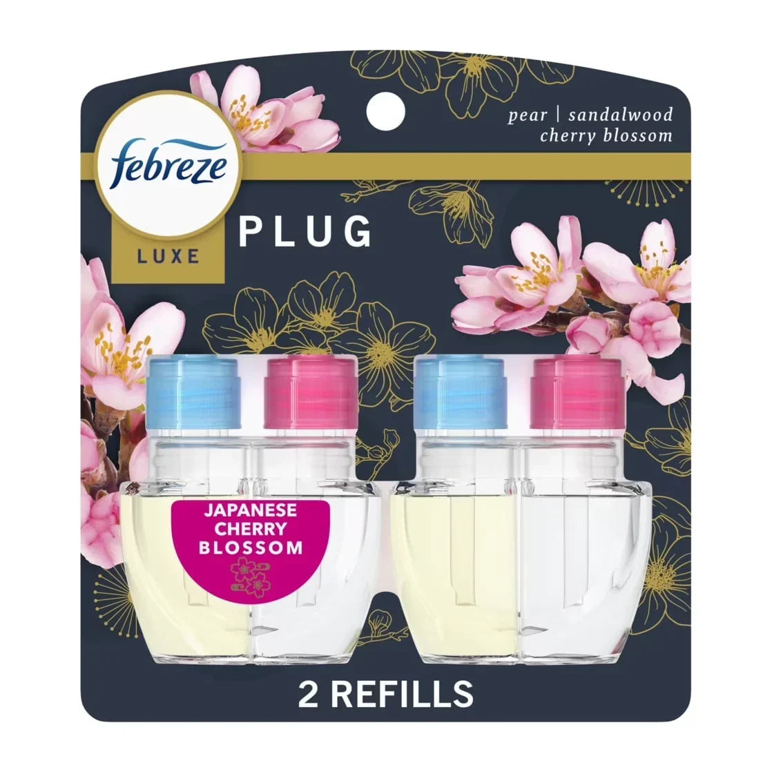 ( 3 Pack ) Febreze Plug In Air Freshener, Odor-Fighting Scented Oil Refill, Japanese Cherry Blossom, 2 Refill