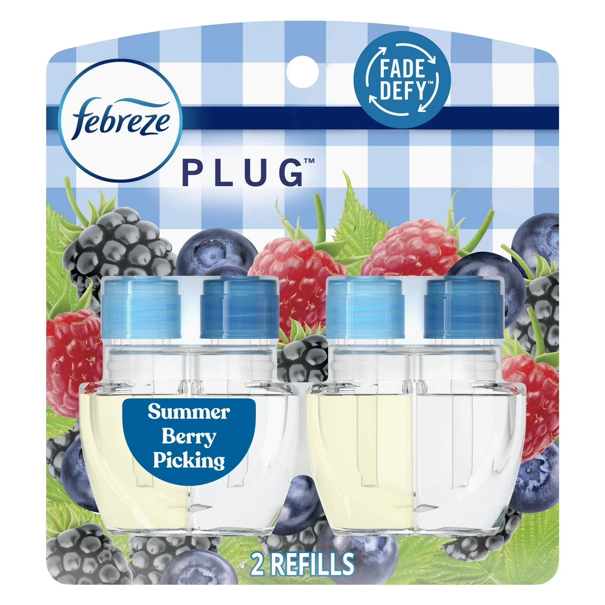 (3 Pack) Febreze Plug In Air Freshener, Odor-Fighting Scented Oil Refill, Summer Berry Picking, 2 Refills