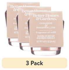 (3 pack) Better Homes & Gardens Aroma Accents Oil Refill 24 mL, Cashmere & Marshmallow