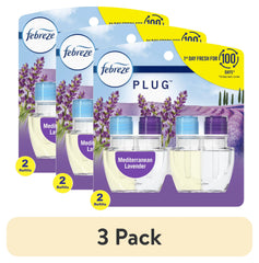 (3 pack) Febreze Plug In Air Freshener, Odor-Fighting Scented Oil Refill, Mediterranean Lavender, 2 Refills
