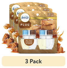 Febreze Plug Refill Odor-Fighting Air Freshener Sea Salt Caramel & Maple Scent, 3 Ct 0.87 fl oz Each