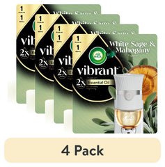 Air Wick Vibrant Plug-In Scented Oil Air Freshener Warmer Starter Kit, White Sage and Mahogany, 2 Piece